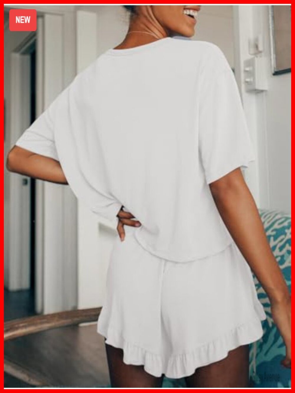 Womens Pajama Lounge Set Summer Casual Soft 2 Piece Short Set - Picture 4 of 6